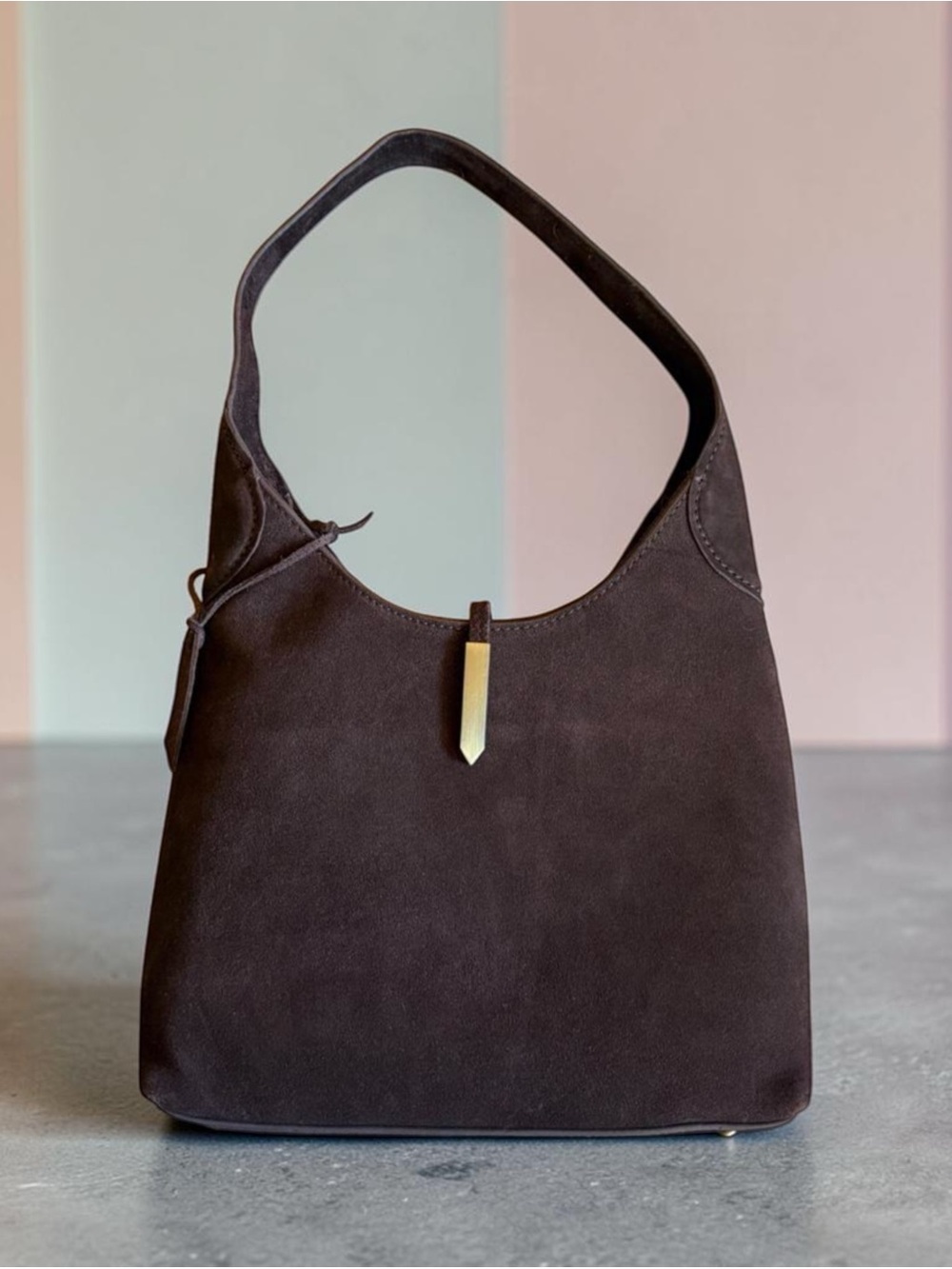 Dark Brown Suede Shoulder Bag